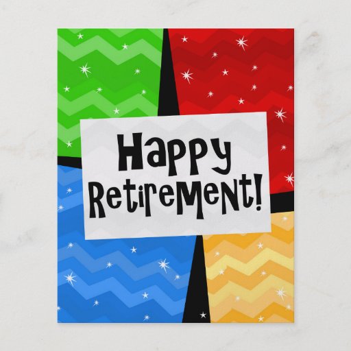 Happy Retirement, Primary Color Squares Party Flyer | Zazzle