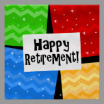 Happy Retirement, Primary Color Squares Party Poster