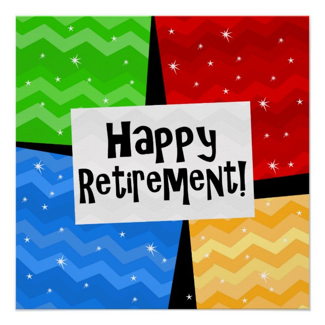 Happy Retirement, Primary Color Squares Party Poster (Front)