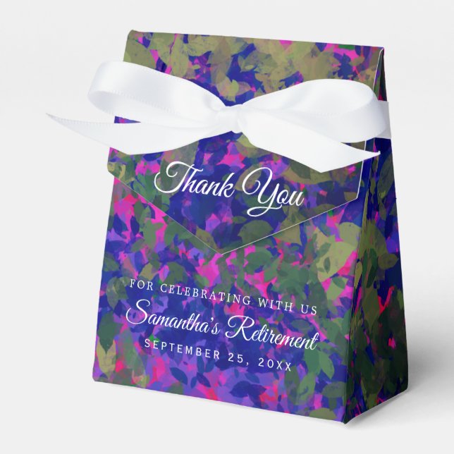 Happy Retirement Purple Blue Garden Hand Painted Favor Boxes (Front Side)