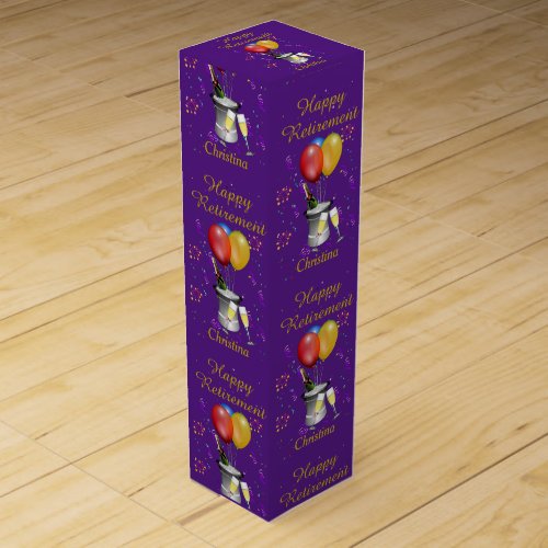 Happy Retirement Purple Celebration Sparkling  Wine Box