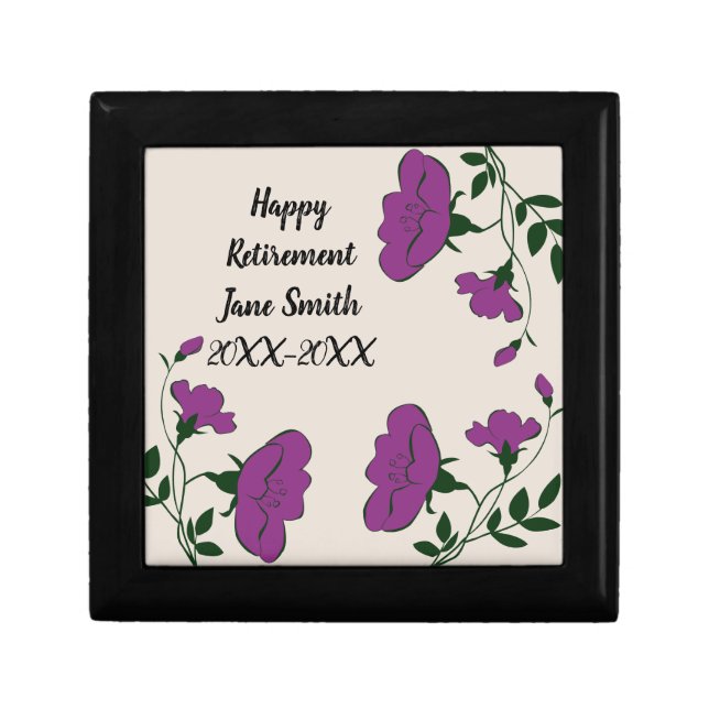 Happy Retirement Purple Flower and Vines Employee Gift Box (Front)