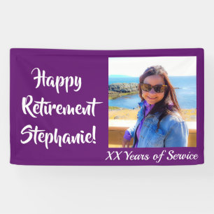 Happy Retirement Purple Photo Retirement Party Banner