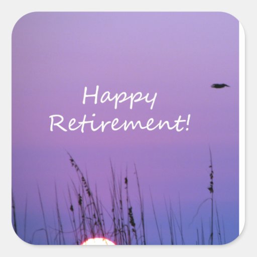 Happy Retirement Purple Seaside Sunset Stickers