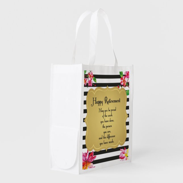Happy Retirement Quote Farewell Gift Grocery Bag (Front Side)