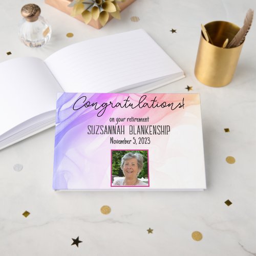 Happy Retirement Rainbow Watercolor Custom Photo
