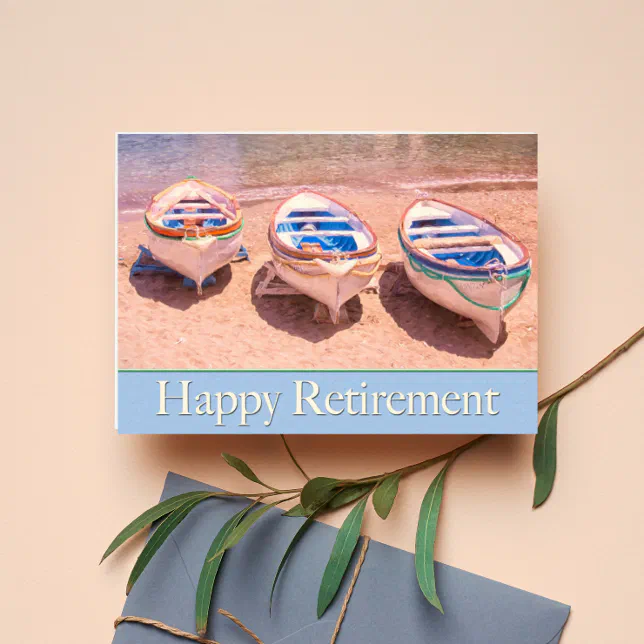 Happy Retirement Row Boats Card | Zazzle