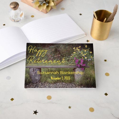 Happy Retirement Rustic Bench Flowers Photo Custom