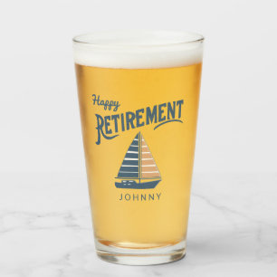 happy retirement sailboat glass
