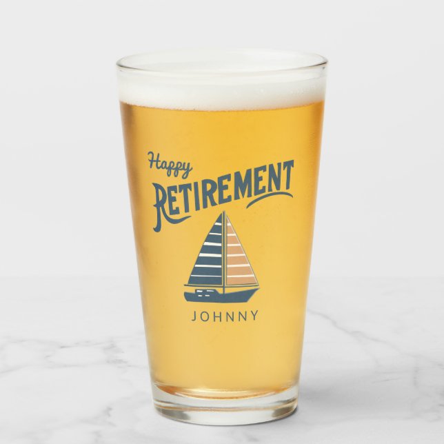 happy retirement sailboat glass (Front Filled)