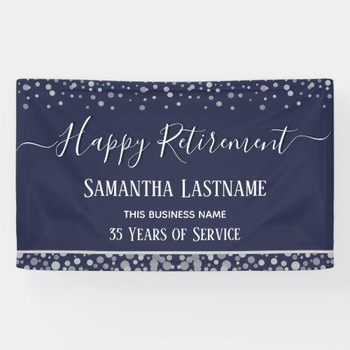 Happy Retirement Silver Confetti Banner