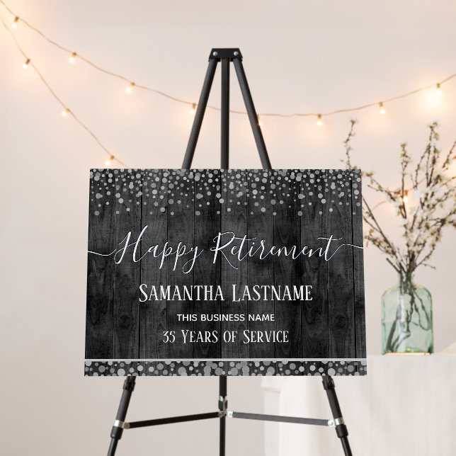 Happy Retirement Silver Confetti Foam Board (In Situ (Stand))