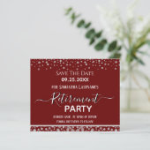 Happy Retirement Silver Confetti Save the Date (Standing Front)