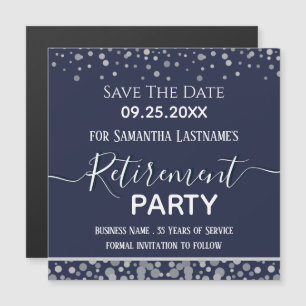 Happy Retirement Silver Confetti Save the Date Mag