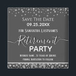 Happy Retirement Silver Confetti Save the Date Magnet<br><div class="desc">Easy to adjust retirement party save the date. No photo,  fancy script,  and silver confetti design. Various colors available. Flat color. All text is adjustable. Great reminder for your big retirement party!</div>