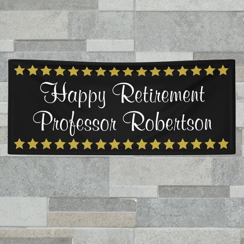 Happy Retirement simple elegant with gold stars Banner