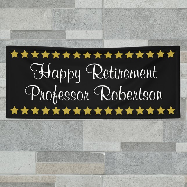 Happy Retirement simple elegant with gold stars Banner (Creator Uploaded)