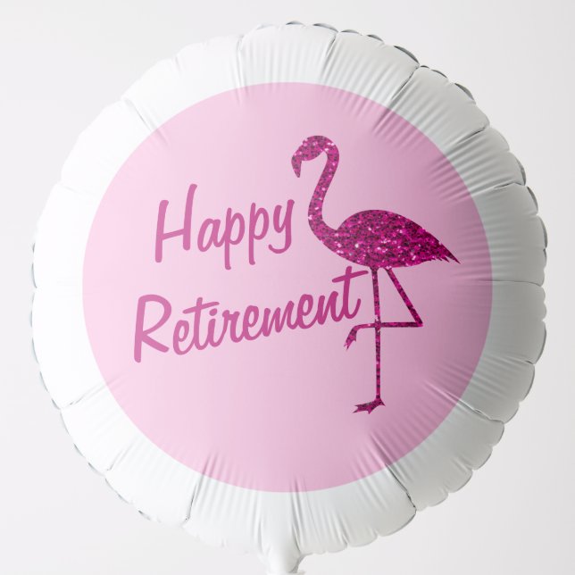 Happy retirement sparkly pink flamingo Custom text Balloon (Front)