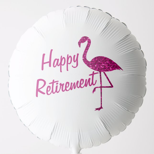 Happy retirement sparkly pink flamingo Custom text Balloon (Front)