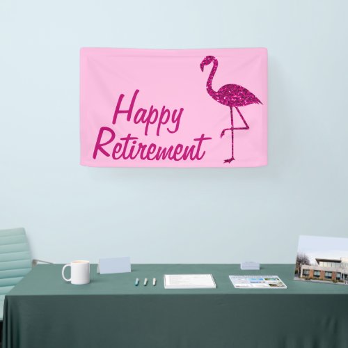Happy retirement sparkly pink flamingo Custom text