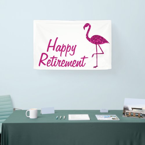 Happy retirement sparkly pink flamingo Custom text