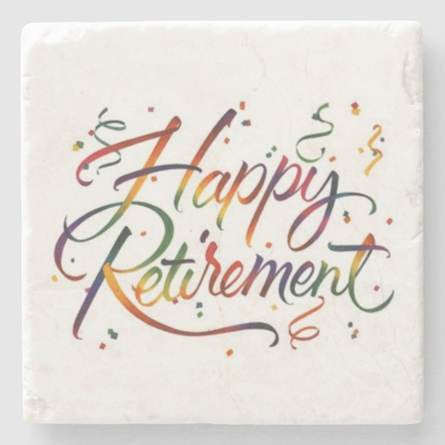Happy Retirement Stone Coaster (Front)