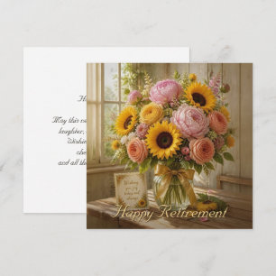 Happy Retirement Sunflower Bouquet Greetings Note Card