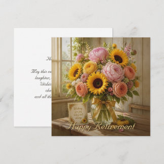 Happy Retirement Sunflower Bouquet Greetings Note Card
