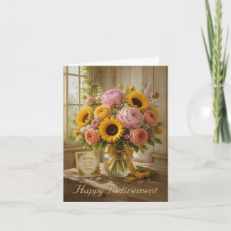 Happy Retirement Sunflower Bouquet Greetings Thank You Card