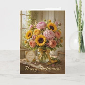 Happy Retirement Sunflower Bouquet Greetings Thank You Card