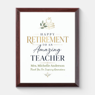 Happy Retirement Teacher Custom Name Award Plaque