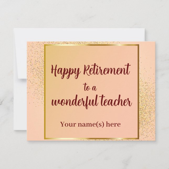 Happy Retirement Teacher Note Card (Front)