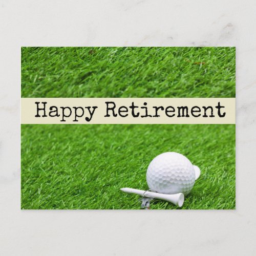 Happy Retirement to golfer with golf ball on green Postcard