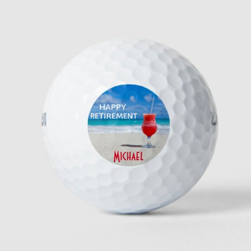 Happy Retirement Tropical Beach Custom Name