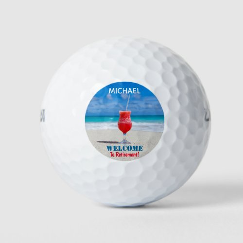 Happy Retirement Tropical Beach Custom Name