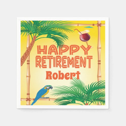 Happy Retirement tropical tiki luau Napkins