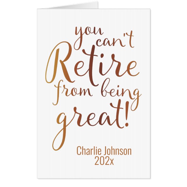 Happy Retirement Typography Quote Big Card (Front)
