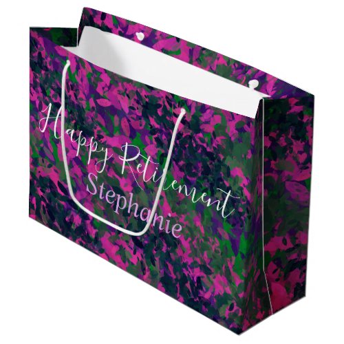 Happy Retirement Unique Garden Purple Florals Large Gift Bag