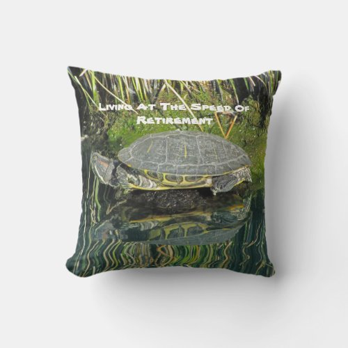 Happy Retirement Water Reflection Photo Turtle Throw Pillow