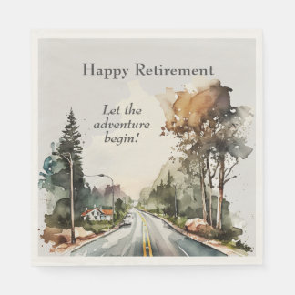 Happy Retirement Watercolor Road Napkins