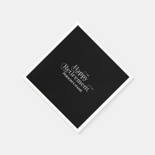 Happy Retirement White Glittery Retro Typography Napkins