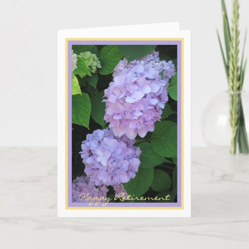 Happy Retirement Wishes Purple Hydrangeas Elegant Card