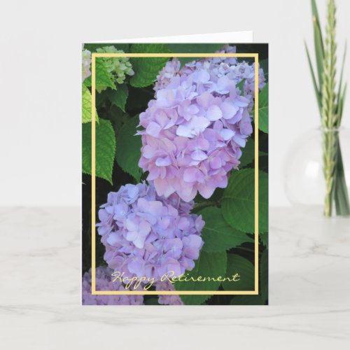 Happy Retirement Wishes Purple Hydrangeas Elegant Card