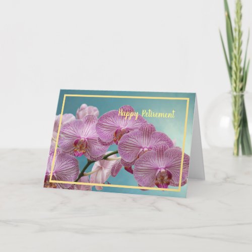 Happy Retirement Wishes Purple Orchids Elegant Card