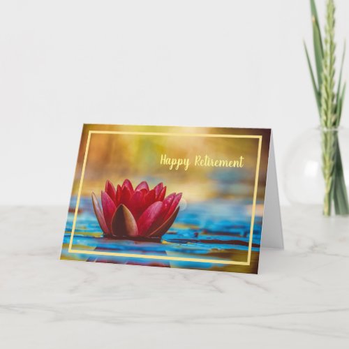 Happy Retirement Wishes Red Waterlily Elegant Card