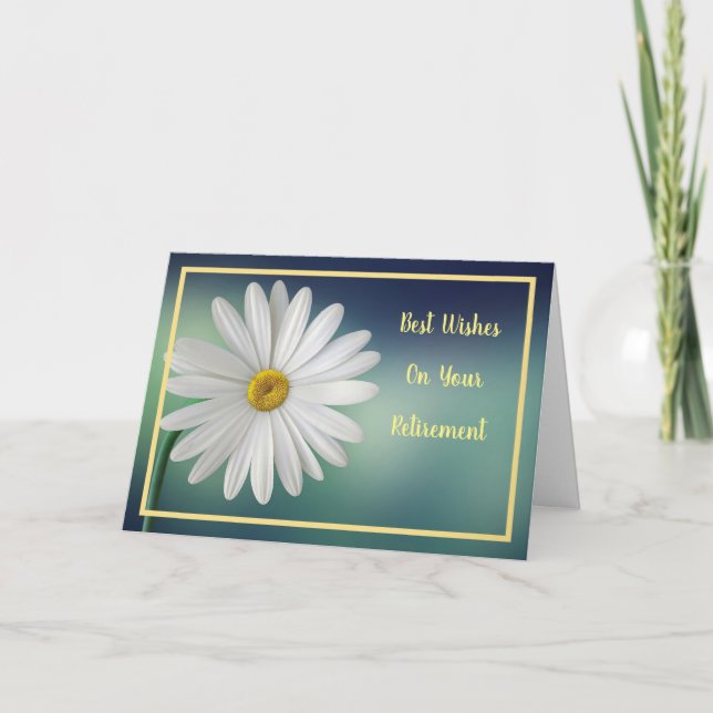 Happy Retirement Wishes White Daisy Elegant Card (Front)