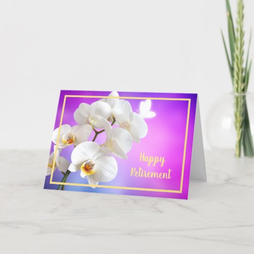 Happy Retirement Wishes White Orchids Elegant Card
