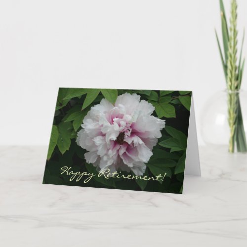 Happy Retirement Wishes White Peony Elegant Card