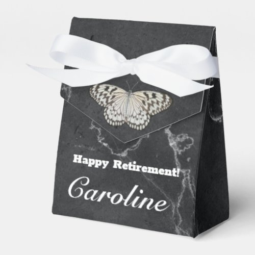 Happy Retirement with Elegant Marble  Butterfly Favor Boxes