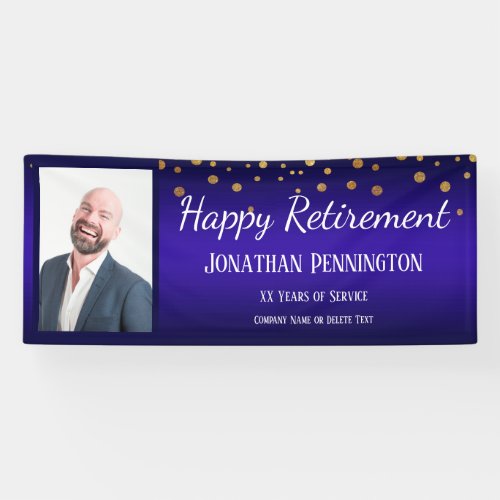 Happy Retirement with Gold Confetti One Photo Banner
